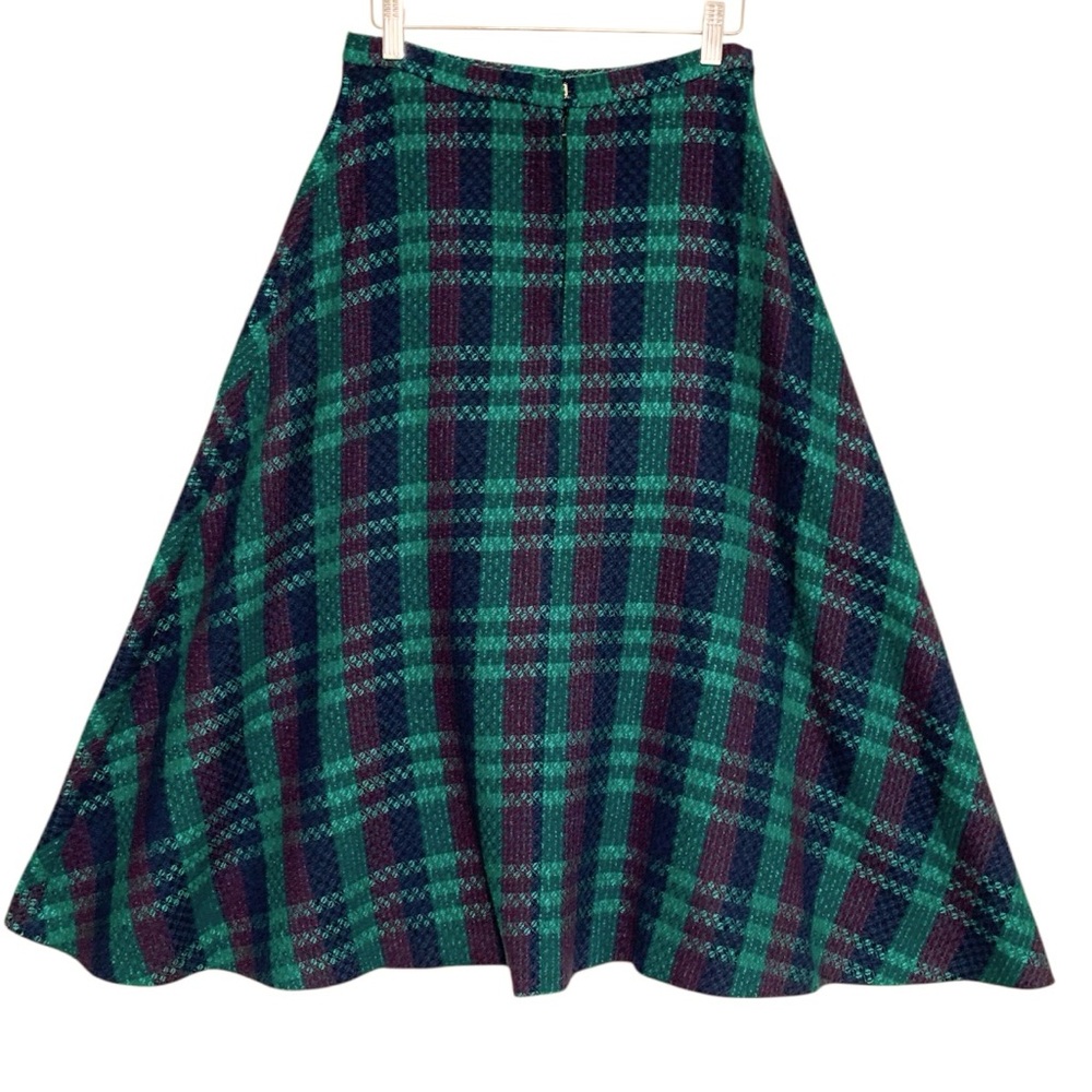 Vintage 80’s Handmade Plaid Tailored Cropped Jacket & A-Line Midi Skirt Set - Picture 13 of 16